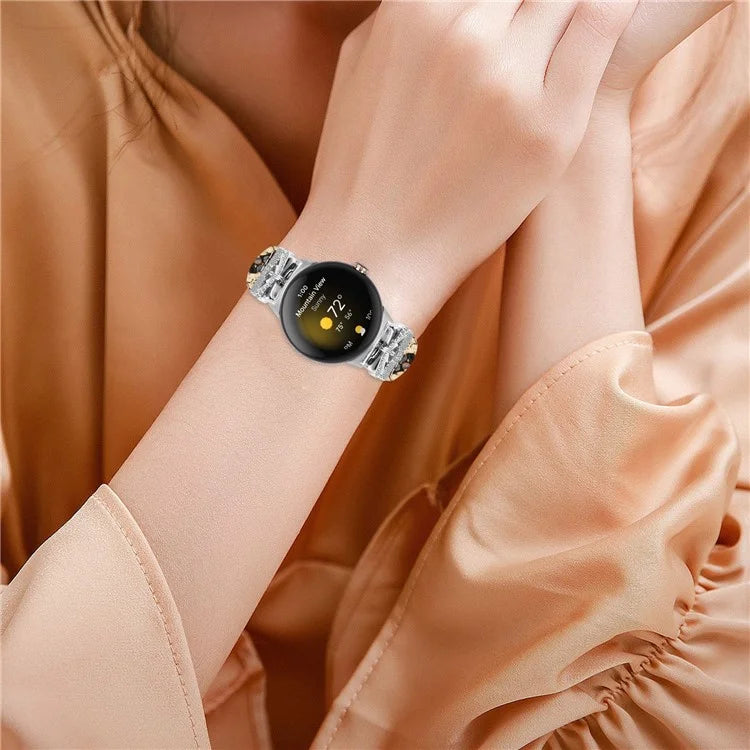 Silver Buckle Watch Band for Google Pixel Watch / Pixel Watch 2 Wrist Strap with Butterfly Connector