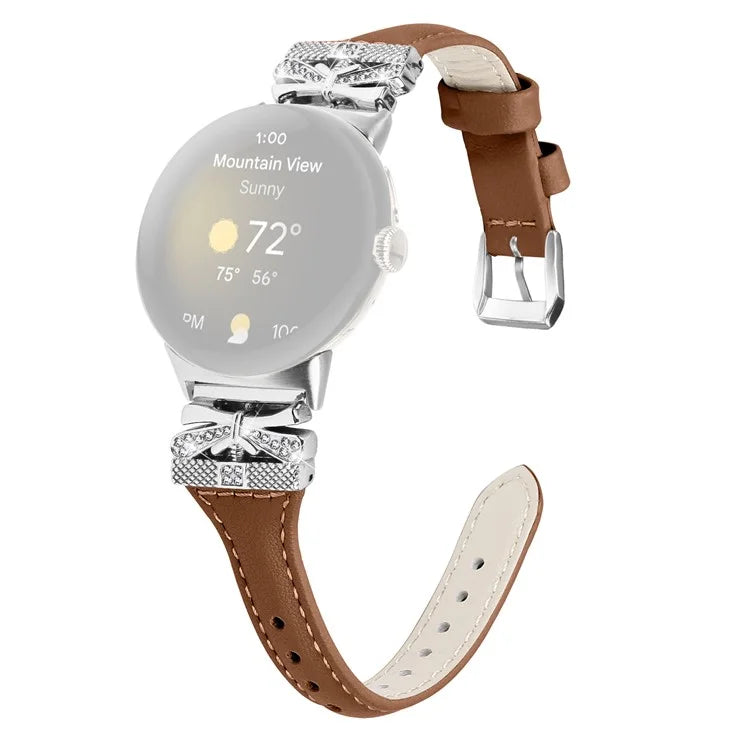 Silver Buckle Watch Band for Google Pixel Watch / Pixel Watch 2 Wrist Strap with Butterfly Connector