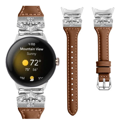Silver Buckle Watch Band for Google Pixel Watch / Pixel Watch 2 Wrist Strap with Butterfly Connector