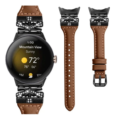 Black Buckle Watch Strap for Google Pixel Watch / Pixel Watch 2 Butterfly Connector Wrist Band