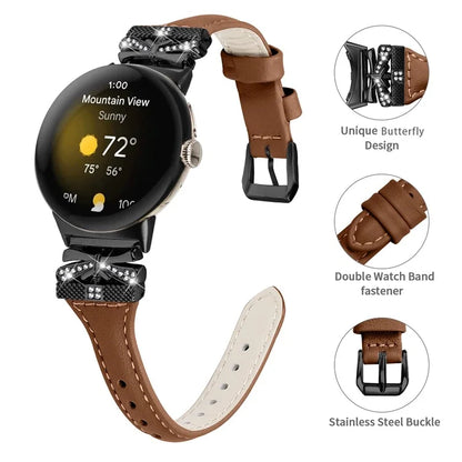 Black Buckle Watch Strap for Google Pixel Watch / Pixel Watch 2 Butterfly Connector Wrist Band