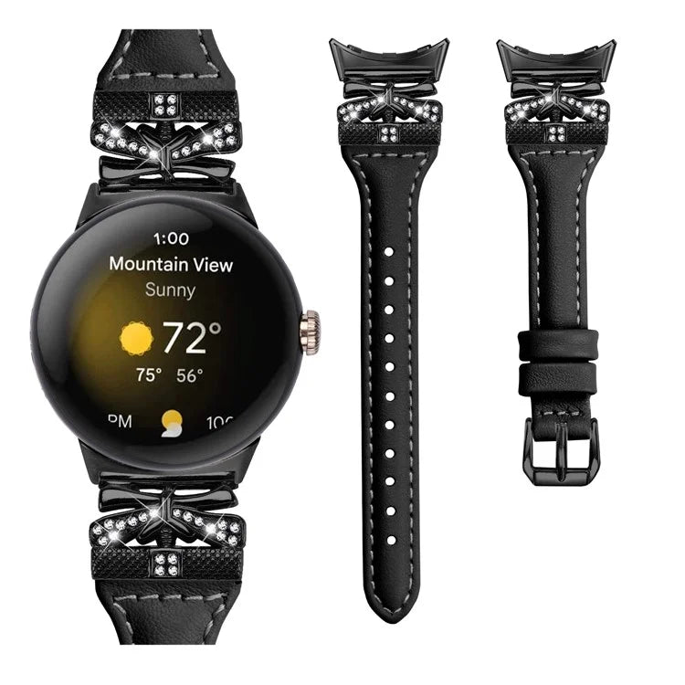 Black Buckle Watch Strap for Google Pixel Watch / Pixel Watch 2 Butterfly Connector Wrist Band