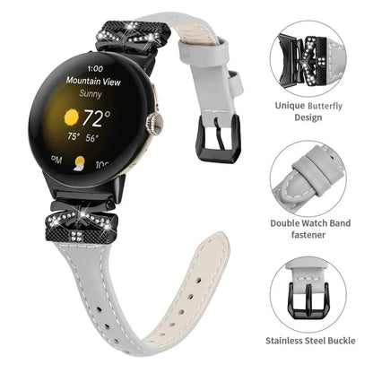 Black Buckle Watch Strap for Google Pixel Watch / Pixel Watch 2 Butterfly Connector Wrist Band
