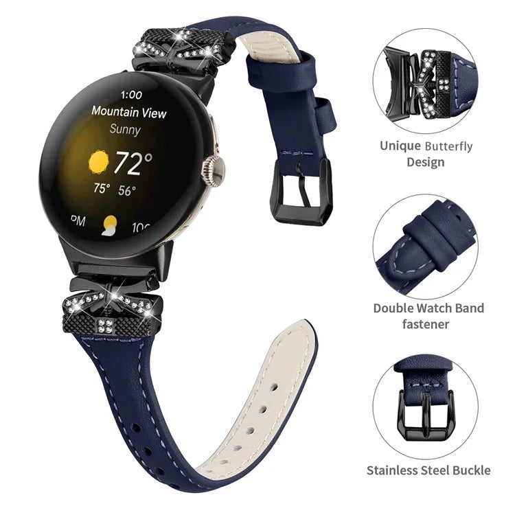 Black Buckle Watch Strap for Google Pixel Watch / Pixel Watch 2 Butterfly Connector Wrist Band