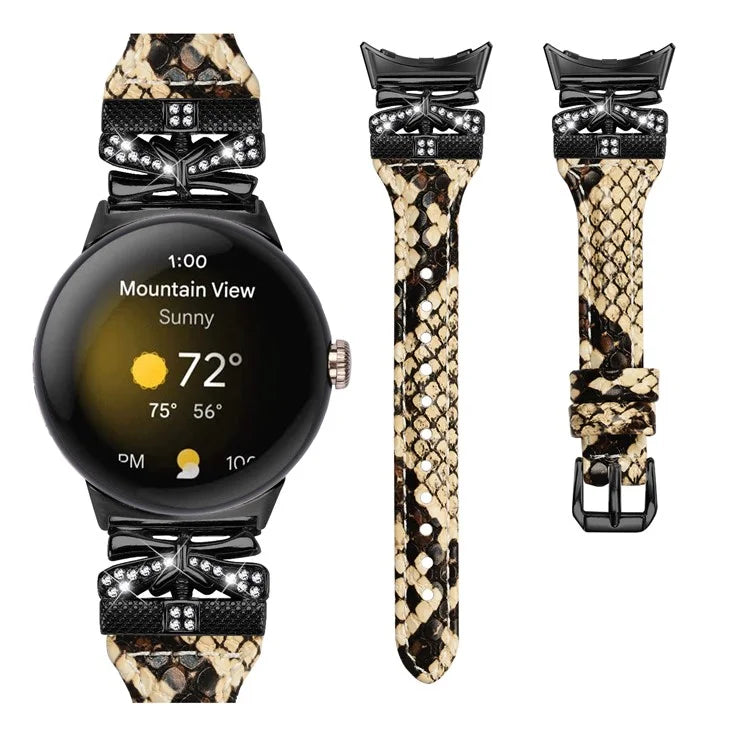 Black Buckle Watch Strap for Google Pixel Watch / Pixel Watch 2 Butterfly Connector Wrist Band