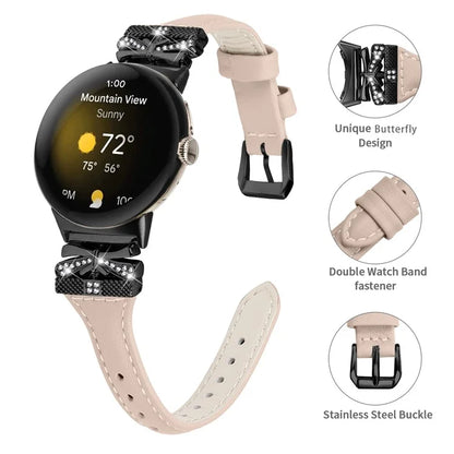 Black Buckle Watch Strap for Google Pixel Watch / Pixel Watch 2 Butterfly Connector Wrist Band