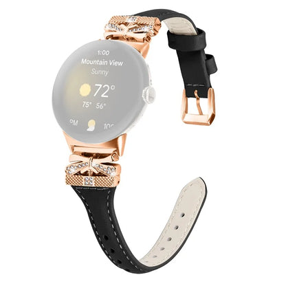 Rose Gold Buckle Strap for Google Pixel Watch / Pixel Watch 2 Genuine Cowhide Leather Watchband