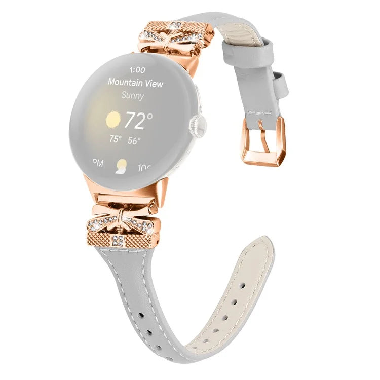 Rose Gold Buckle Strap for Google Pixel Watch / Pixel Watch 2 Genuine Cowhide Leather Watchband