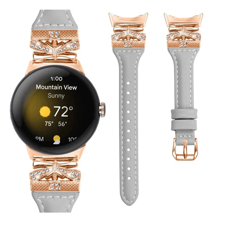 Rose Gold Buckle Strap for Google Pixel Watch / Pixel Watch 2 Genuine Cowhide Leather Watchband