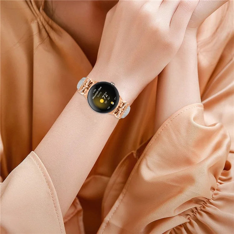Rose Gold Buckle Strap for Google Pixel Watch / Pixel Watch 2 Genuine Cowhide Leather Watchband