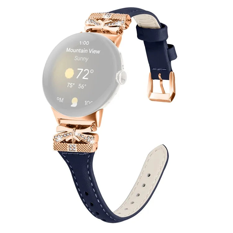 Rose Gold Buckle Strap for Google Pixel Watch / Pixel Watch 2 Genuine Cowhide Leather Watchband