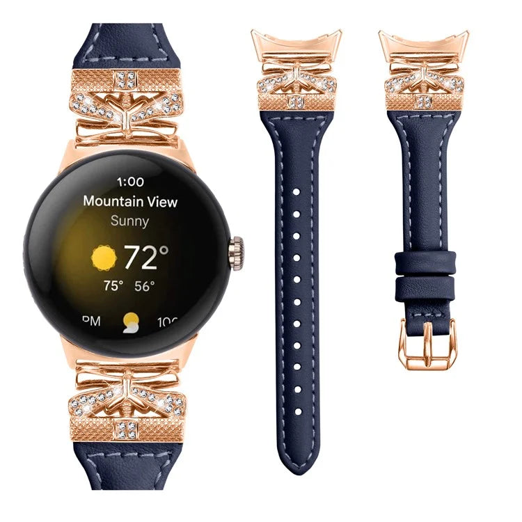 Rose Gold Buckle Strap for Google Pixel Watch / Pixel Watch 2 Genuine Cowhide Leather Watchband