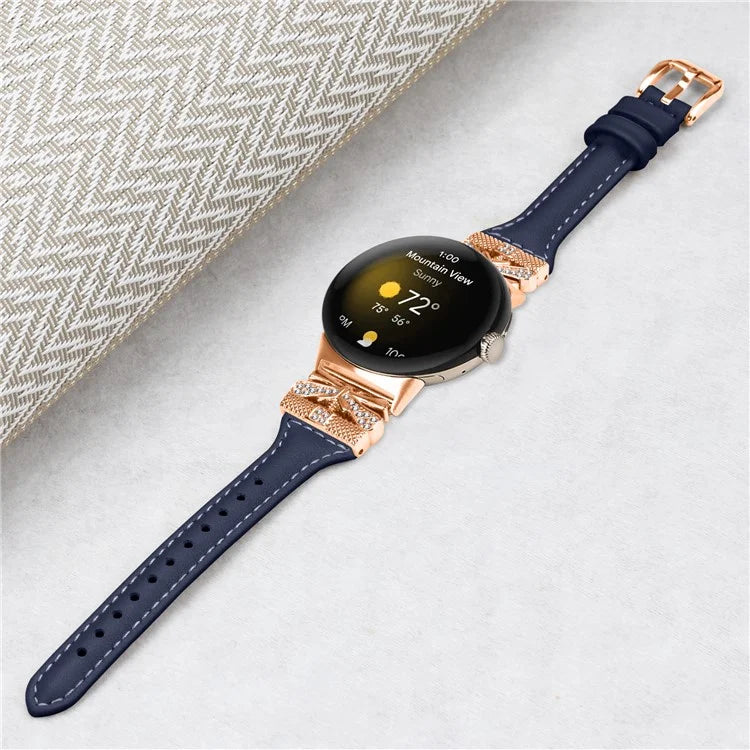 Rose Gold Buckle Strap for Google Pixel Watch / Pixel Watch 2 Genuine Cowhide Leather Watchband
