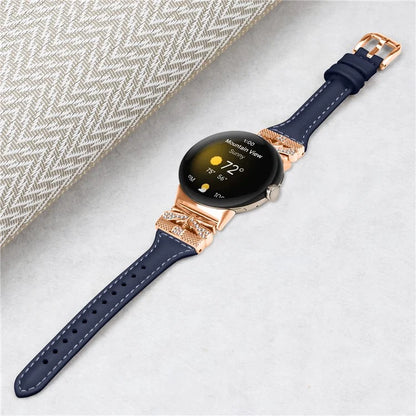 Rose Gold Buckle Strap for Google Pixel Watch / Pixel Watch 2 Genuine Cowhide Leather Watchband