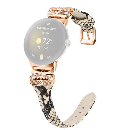 Rose Gold Buckle Strap for Google Pixel Watch / Pixel Watch 2 Genuine Cowhide Leather Watchband