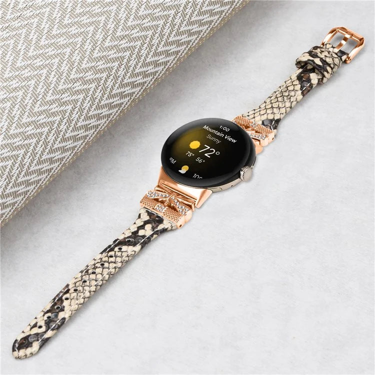 Rose Gold Buckle Strap for Google Pixel Watch / Pixel Watch 2 Genuine Cowhide Leather Watchband