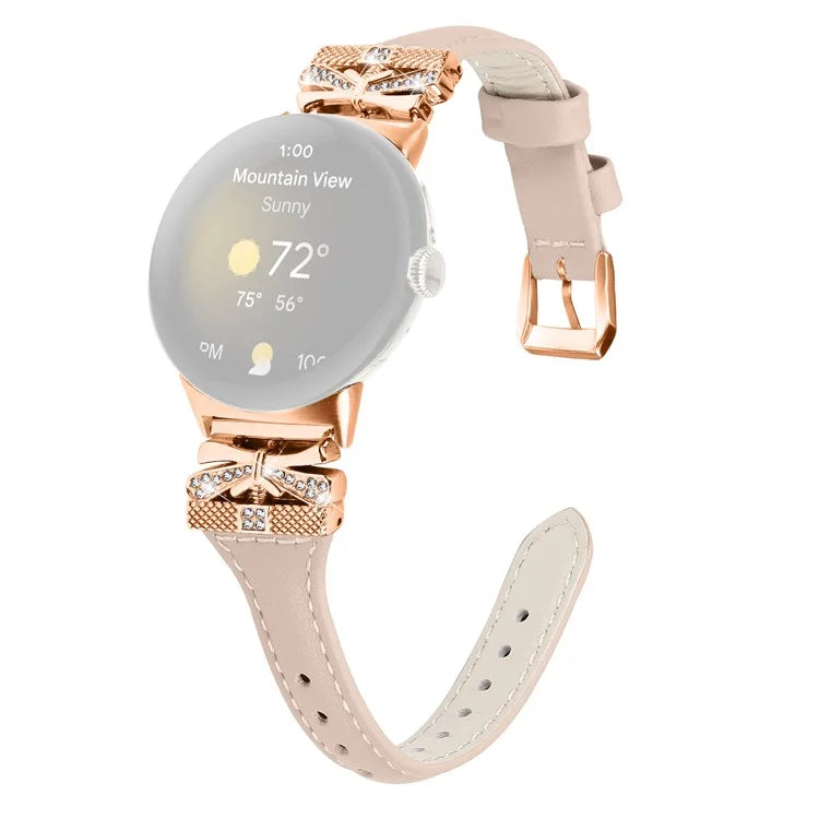 Rose Gold Buckle Strap for Google Pixel Watch / Pixel Watch 2 Genuine Cowhide Leather Watchband