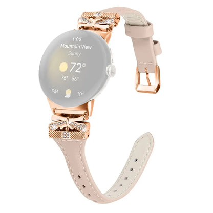 Rose Gold Buckle Strap for Google Pixel Watch / Pixel Watch 2 Genuine Cowhide Leather Watchband