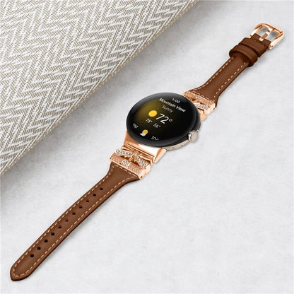 Rose Gold Buckle Strap for Google Pixel Watch / Pixel Watch 2 Genuine Cowhide Leather Watchband