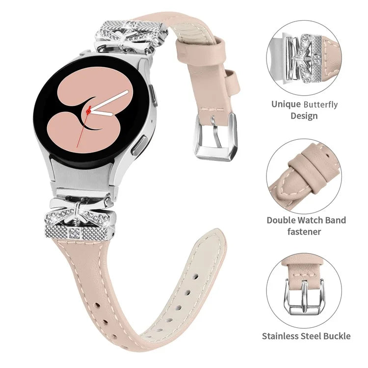 Silver Buckle Watchband for Samsung Galaxy Watch6 44mm / Watch6 Classic 43mm / 47mm Watch Strap