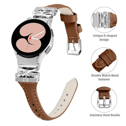 Silver Buckle Watchband for Samsung Galaxy Watch6 44mm / Watch6 Classic 43mm / 47mm Watch Strap