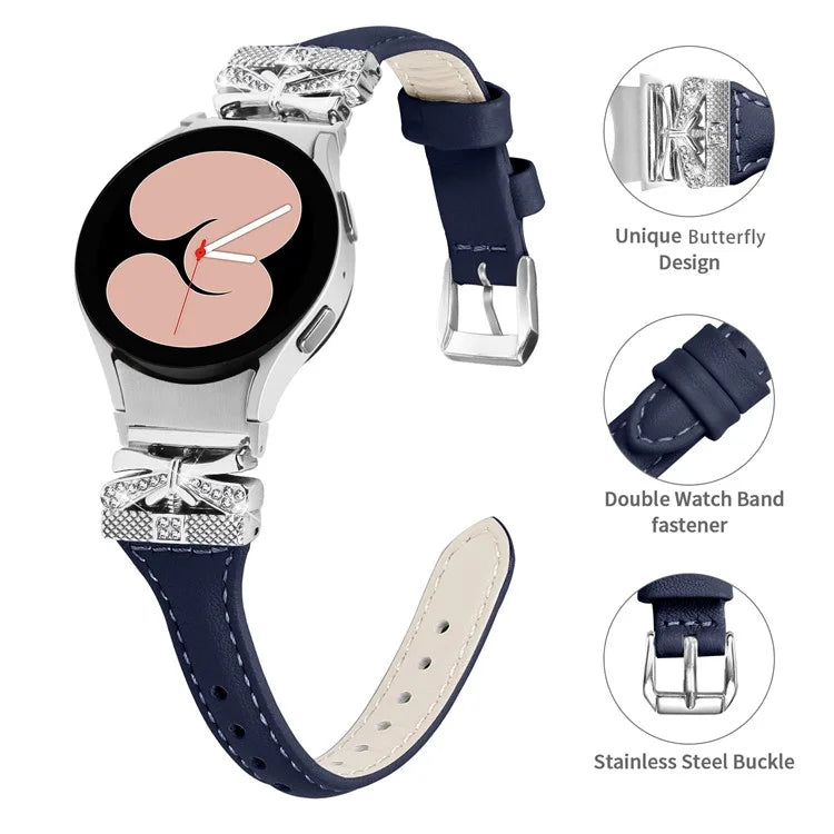 Silver Buckle Watchband for Samsung Galaxy Watch6 44mm / Watch6 Classic 43mm / 47mm Watch Strap
