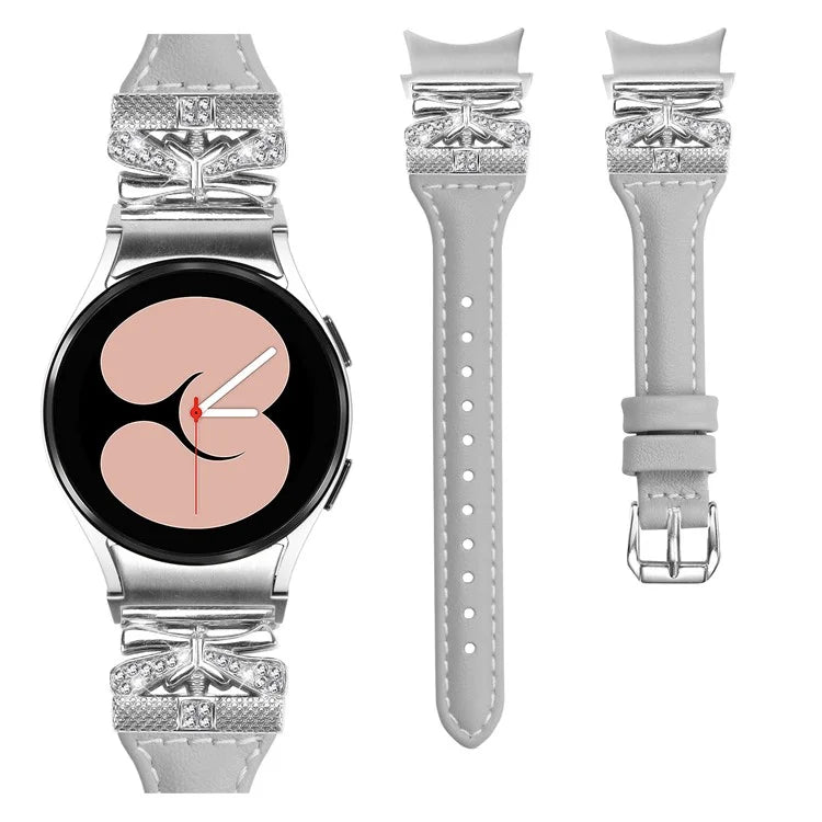 Silver Buckle Watchband for Samsung Galaxy Watch6 44mm / Watch6 Classic 43mm / 47mm Watch Strap