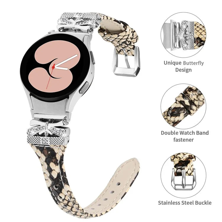 Sliver Buckle Strap for Samsung Galaxy Watch4  /  Watch5  /  Watch4 Classic  /  Watch4 Active  /  Watch5 Active Watch Band Butterfly Strap