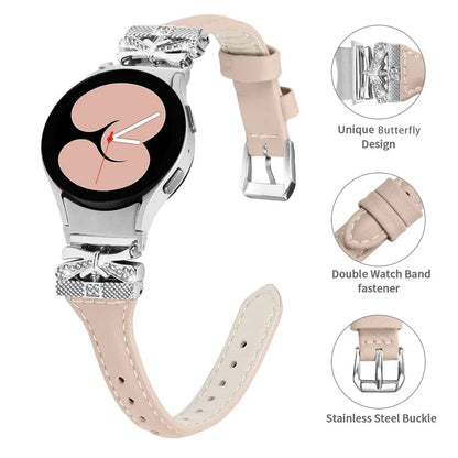 Sliver Buckle Strap for Samsung Galaxy Watch4  /  Watch5  /  Watch4 Classic  /  Watch4 Active  /  Watch5 Active Watch Band Butterfly Strap