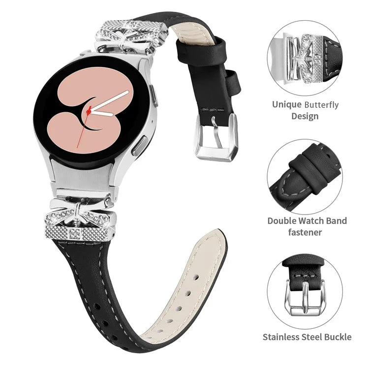 Sliver Buckle Strap for Samsung Galaxy Watch4  /  Watch5  /  Watch4 Classic  /  Watch4 Active  /  Watch5 Active Watch Band Butterfly Strap