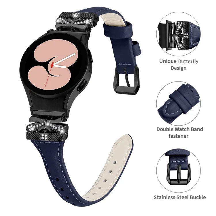 Black Buckle Strap for Samsung Galaxy Watch4  /  Watch5  /  Watch4 Classic  /  Watch4 Active  /  Watch5 Active Watchband with Butterfly Connector