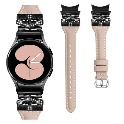 Black Buckle Strap for Samsung Galaxy Watch4  /  Watch5  /  Watch4 Classic  /  Watch4 Active  /  Watch5 Active Watchband with Butterfly Connector