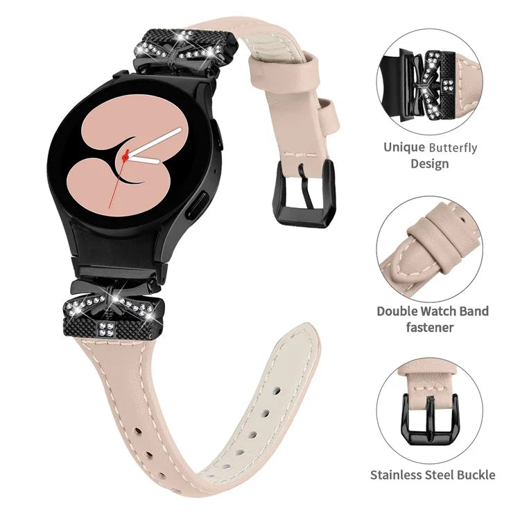 Black Buckle Strap for Samsung Galaxy Watch4  /  Watch5  /  Watch4 Classic  /  Watch4 Active  /  Watch5 Active Watchband with Butterfly Connector
