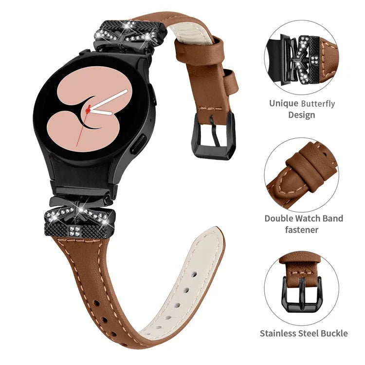 Black Buckle Strap for Samsung Galaxy Watch4  /  Watch5  /  Watch4 Classic  /  Watch4 Active  /  Watch5 Active Watchband with Butterfly Connector