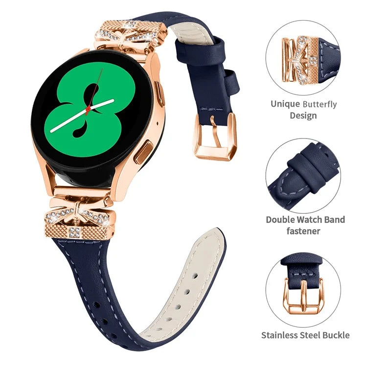 Rose Gold Buckle 20mm Strap for Samsung Galaxy Watch3 41mm  /  Watch4  /  Watch5  /  Watch4 Classic  /  Watch4 Active  /  Watch5 Active Watch Band