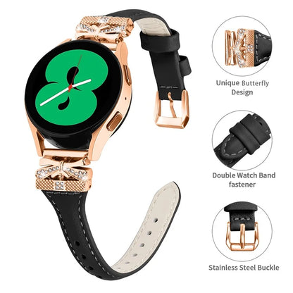 Rose Gold Buckle 20mm Strap for Samsung Galaxy Watch3 41mm  /  Watch4  /  Watch5  /  Watch4 Classic  /  Watch4 Active  /  Watch5 Active Watch Band