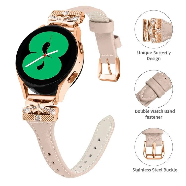 Rose Gold Buckle 20mm Strap for Samsung Galaxy Watch3 41mm  /  Watch4  /  Watch5  /  Watch4 Classic  /  Watch4 Active  /  Watch5 Active Watch Band