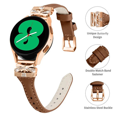 Rose Gold Buckle 20mm Strap for Samsung Galaxy Watch3 41mm  /  Watch4  /  Watch5  /  Watch4 Classic  /  Watch4 Active  /  Watch5 Active Watch Band
