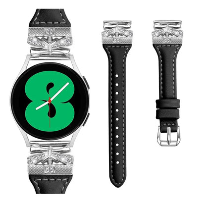 Silver Buckle 20mm Watchband for Samsung Galaxy Watch3 41mm  /  Watch4  /  Watch5  /  Watch4 Classic  /  Watch4 Active  /  Watch5 Active