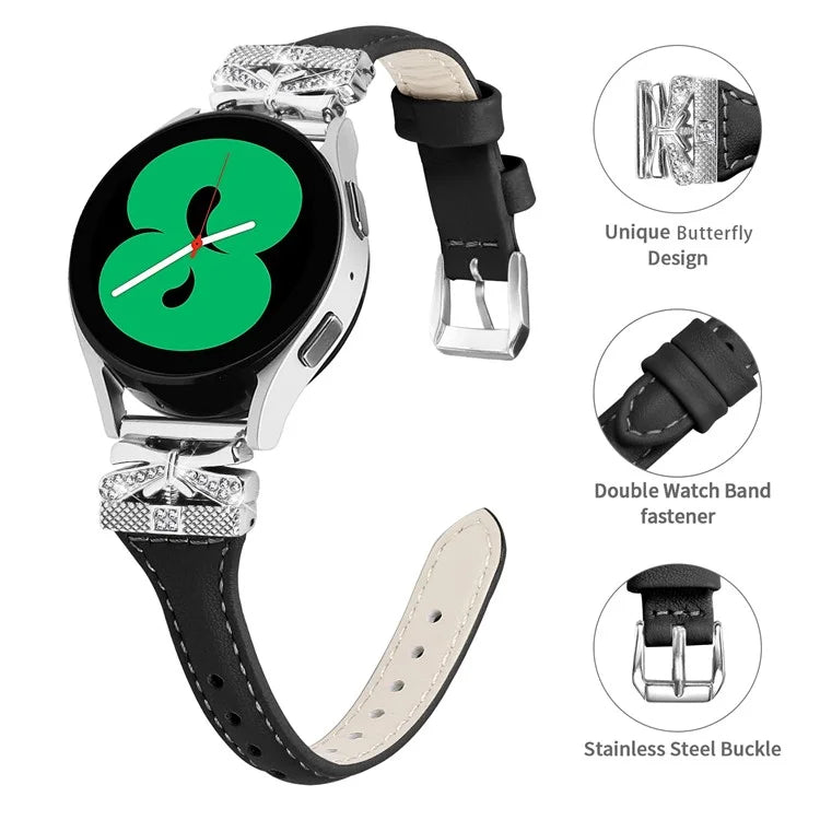 Silver Buckle 20mm Watchband for Samsung Galaxy Watch3 41mm  /  Watch4  /  Watch5  /  Watch4 Classic  /  Watch4 Active  /  Watch5 Active