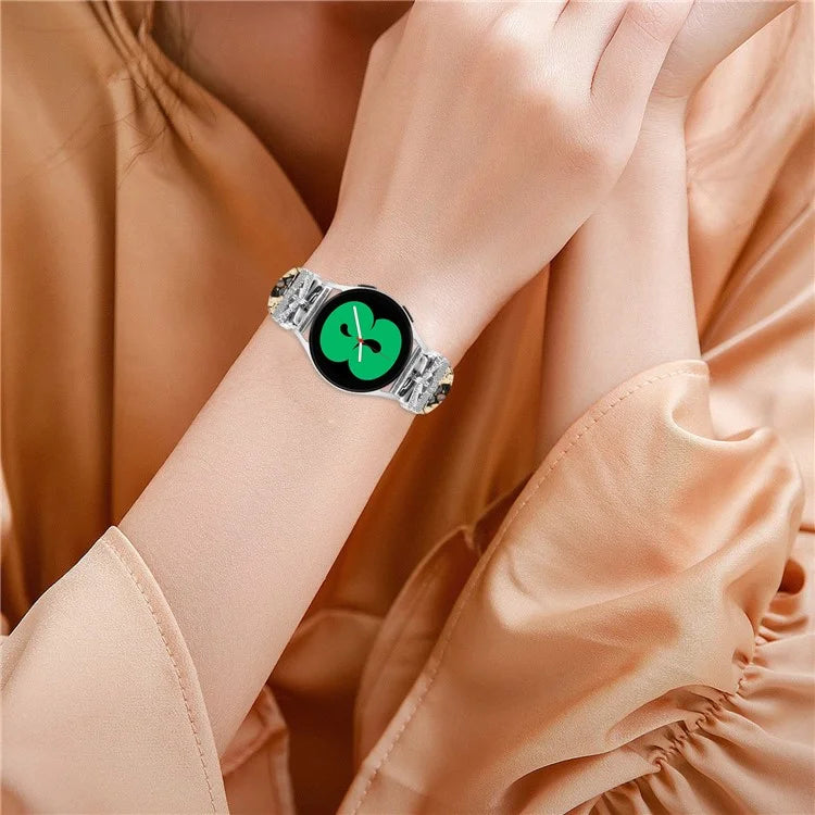 Silver Buckle 20mm Watchband for Samsung Galaxy Watch3 41mm  /  Watch4  /  Watch5  /  Watch4 Classic  /  Watch4 Active  /  Watch5 Active