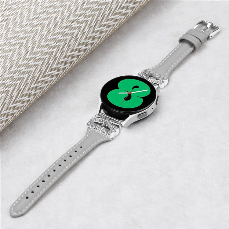 Silver Buckle 20mm Watchband for Samsung Galaxy Watch3 41mm  /  Watch4  /  Watch5  /  Watch4 Classic  /  Watch4 Active  /  Watch5 Active