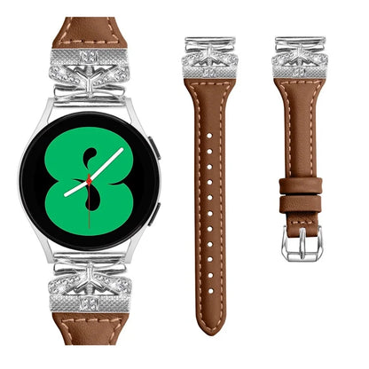Silver Buckle 20mm Watchband for Samsung Galaxy Watch3 41mm  /  Watch4  /  Watch5  /  Watch4 Classic  /  Watch4 Active  /  Watch5 Active