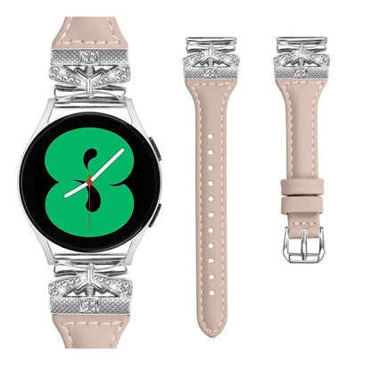 Silver Buckle 20mm Watchband for Samsung Galaxy Watch3 41mm  /  Watch4  /  Watch5  /  Watch4 Classic  /  Watch4 Active  /  Watch5 Active