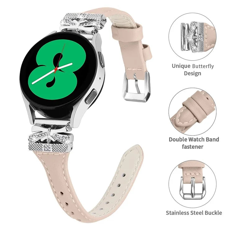 Silver Buckle 20mm Watchband for Samsung Galaxy Watch3 41mm  /  Watch4  /  Watch5  /  Watch4 Classic  /  Watch4 Active  /  Watch5 Active