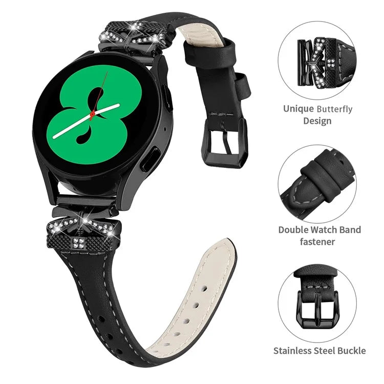 For Samsung Galaxy Watch3 41mm / Watch4 / Watch5 / Watch4 Classic / Watch4 Active / Watch5 Active Watchband Black Buckle 20mm