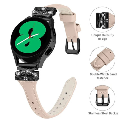 For Samsung Galaxy Watch3 41mm / Watch4 / Watch5 / Watch4 Classic / Watch4 Active / Watch5 Active Watchband Black Buckle 20mm