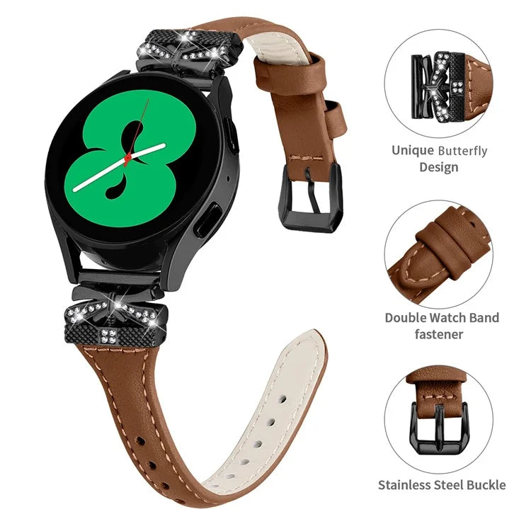 For Samsung Galaxy Watch3 41mm / Watch4 / Watch5 / Watch4 Classic / Watch4 Active / Watch5 Active Watchband Black Buckle 20mm