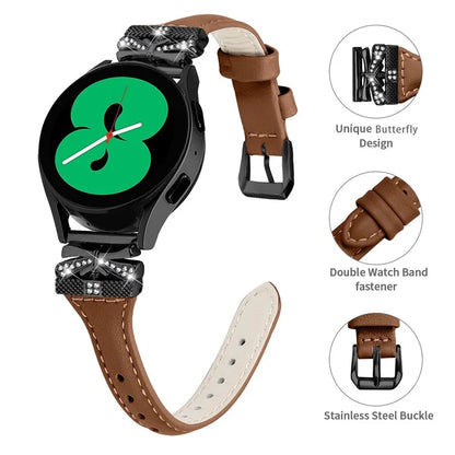 For Samsung Galaxy Watch3 41mm / Watch4 / Watch5 / Watch4 Classic / Watch4 Active / Watch5 Active Watchband Black Buckle 20mm