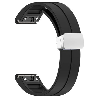 For Garmin Fenix 7S / 6S Pro / 5S Plus / Instinct 2S Silicone Watch Bands Silver Buckle 20mm Magnetic Strap
